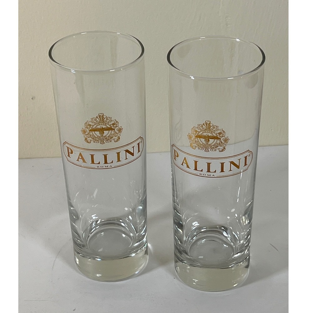 Pallini Roma Italian Liquor Barware Clear Glass Highball Glasses, Set‎ of 2